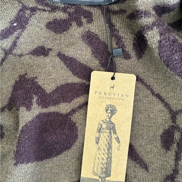 Peruvian Connection Purple and Brown Floral Sweater - Picture 6 of 7